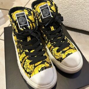 Versace Kids High-Top Sneakers - Black and Yellow